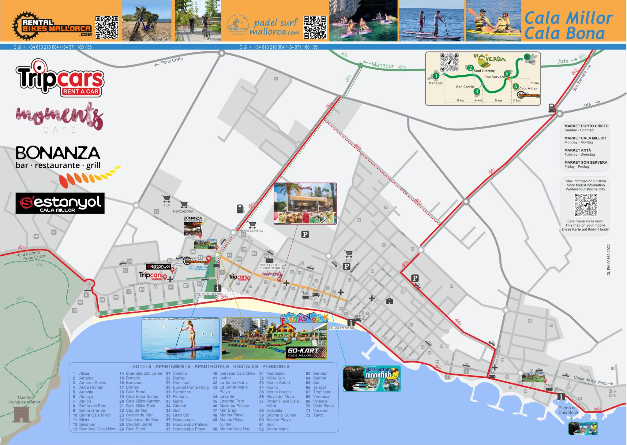 Mapa cicloturístico y de información turística Cala Millor-Cala Bona